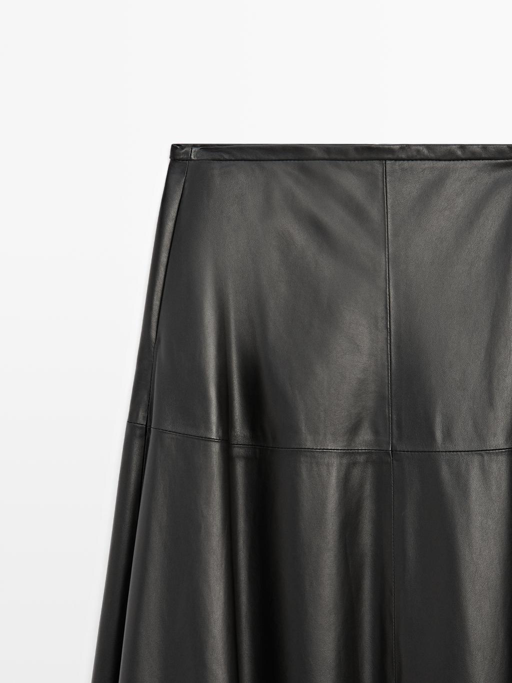 Long flared nappa leather skirt - LIMITED