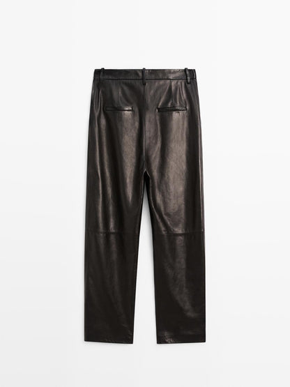 Wide-leg nappa leather trousers - LIMITED