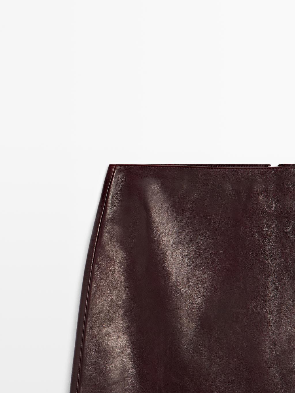 Short nappa leather skirt