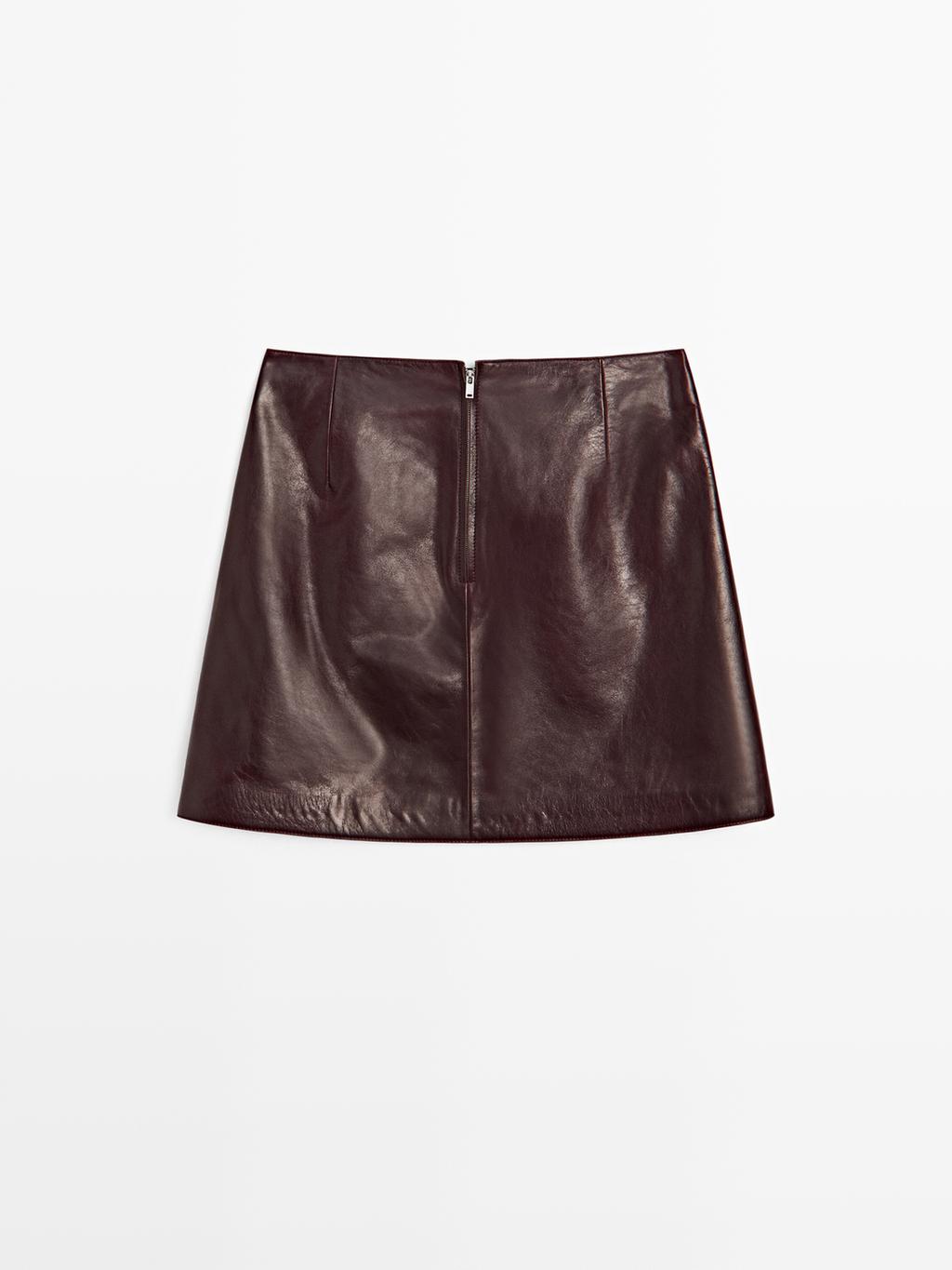 Short nappa leather skirt