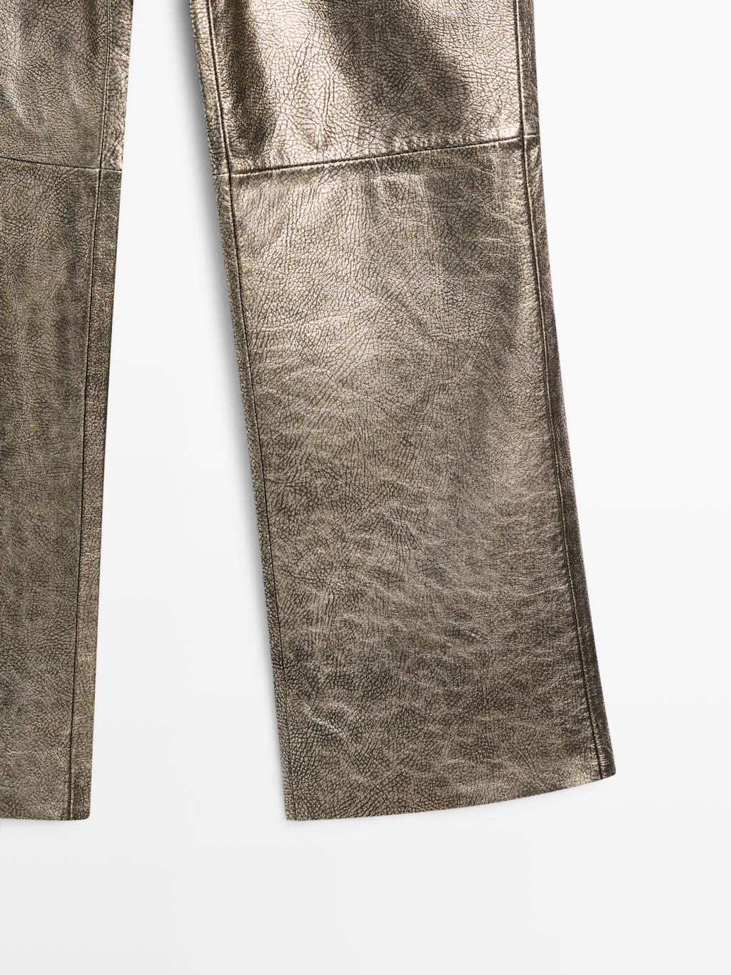 Nappa leather metallic trousers
