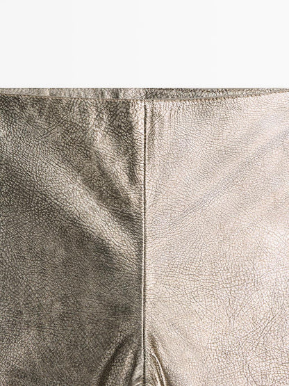 Nappa leather metallic trousers