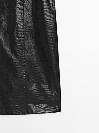 Animal print leather mini skirt