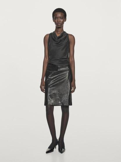 Animal print leather mini skirt