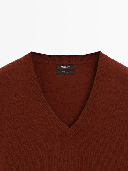 Knit 100% cashmere V-neck sweater