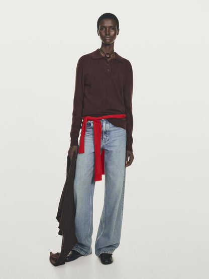 100% cashmere knit polo sweater