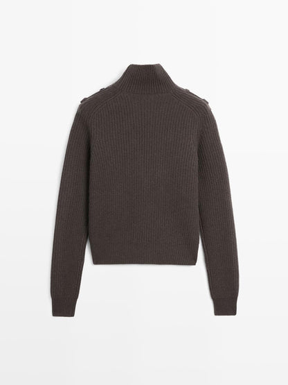 Knit sweater with shoulder detail