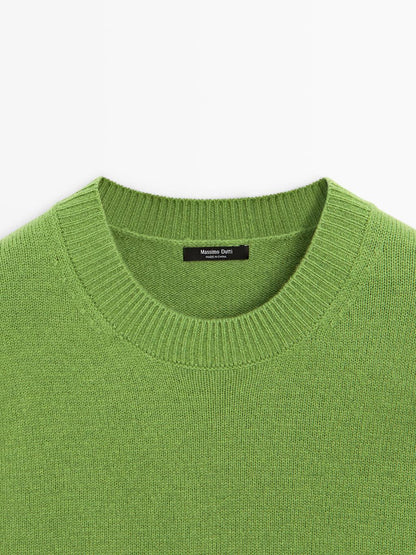 Wool blend crew neck sweater