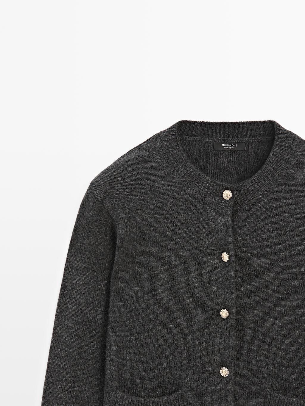 Knit cardigan with gold buttons