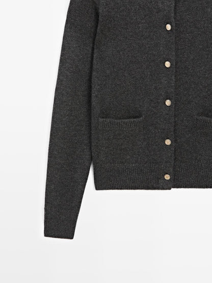 Knit cardigan with gold buttons