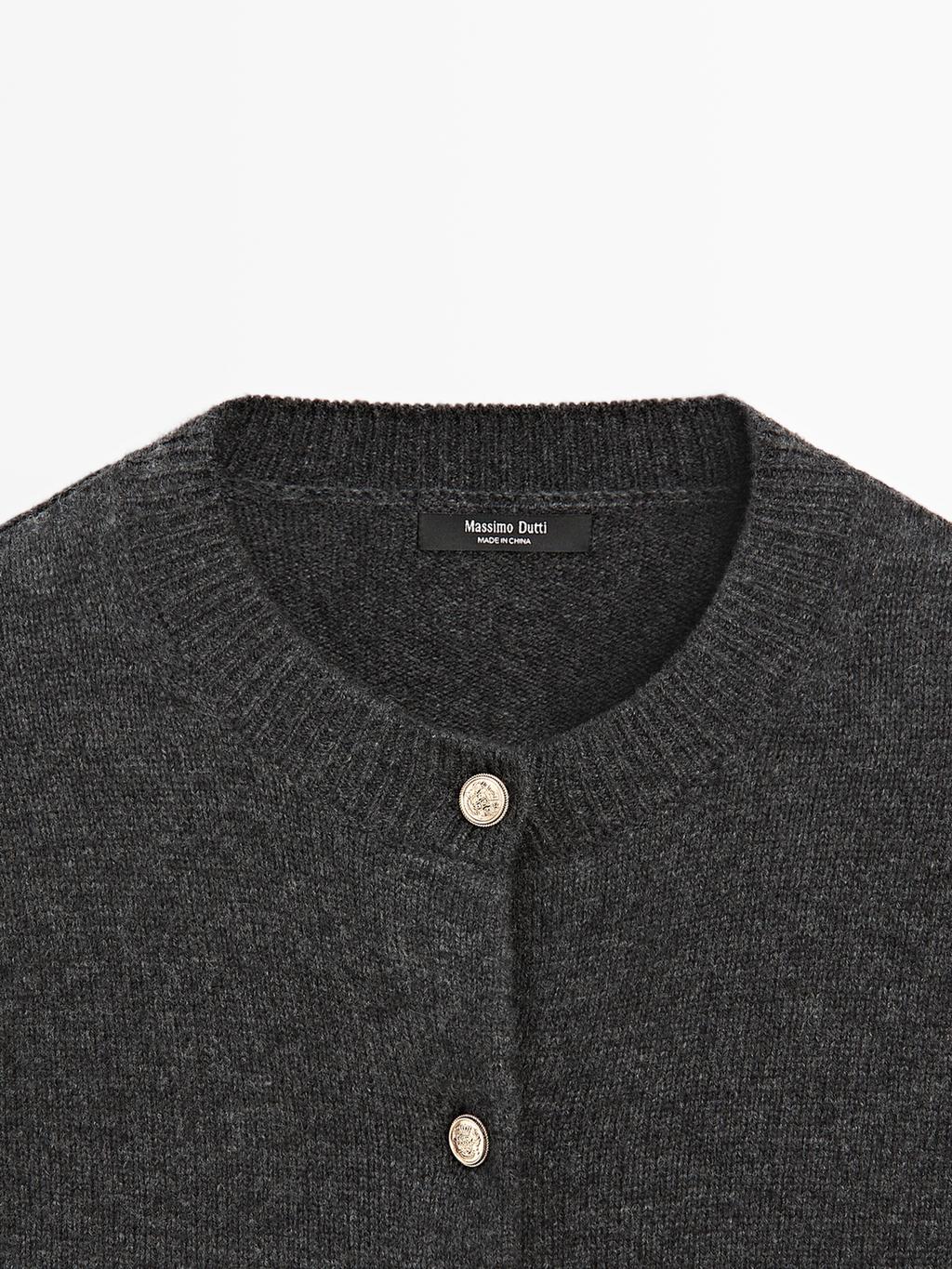 Knit cardigan with gold buttons