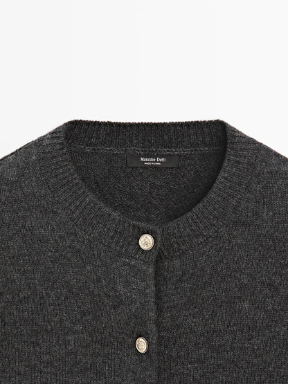 Knit cardigan with gold buttons