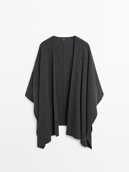 Knit 100% cashmere cape