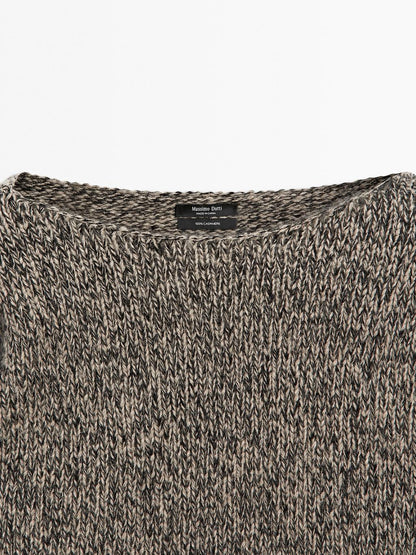 100% cashmere knit boat neck sweater