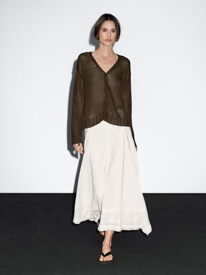 Linen knit cardigan with button details
