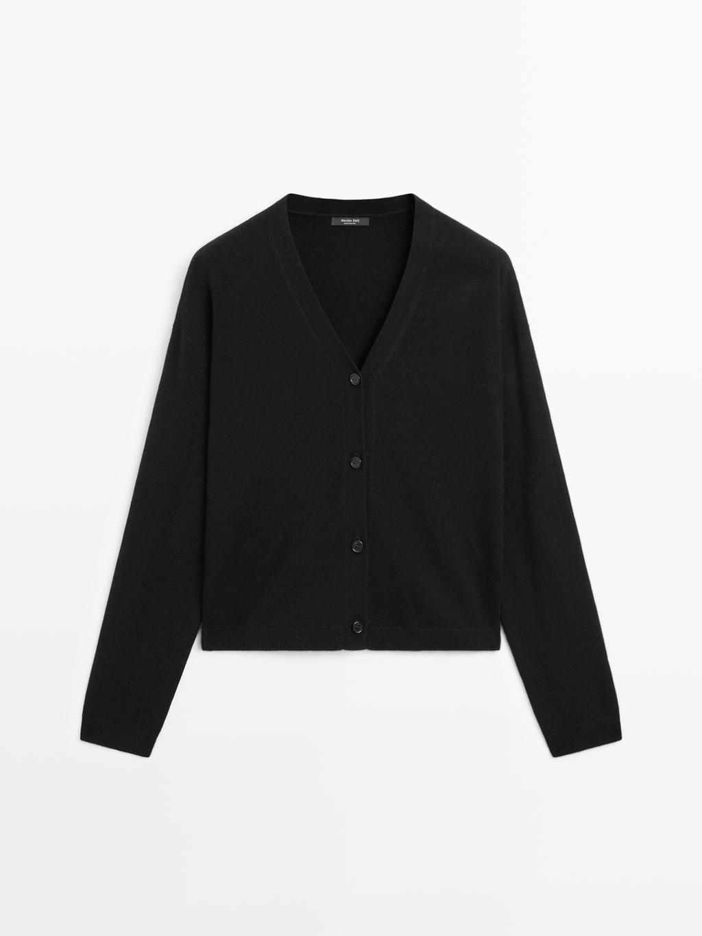 Wool blend V-neck knit cardigan