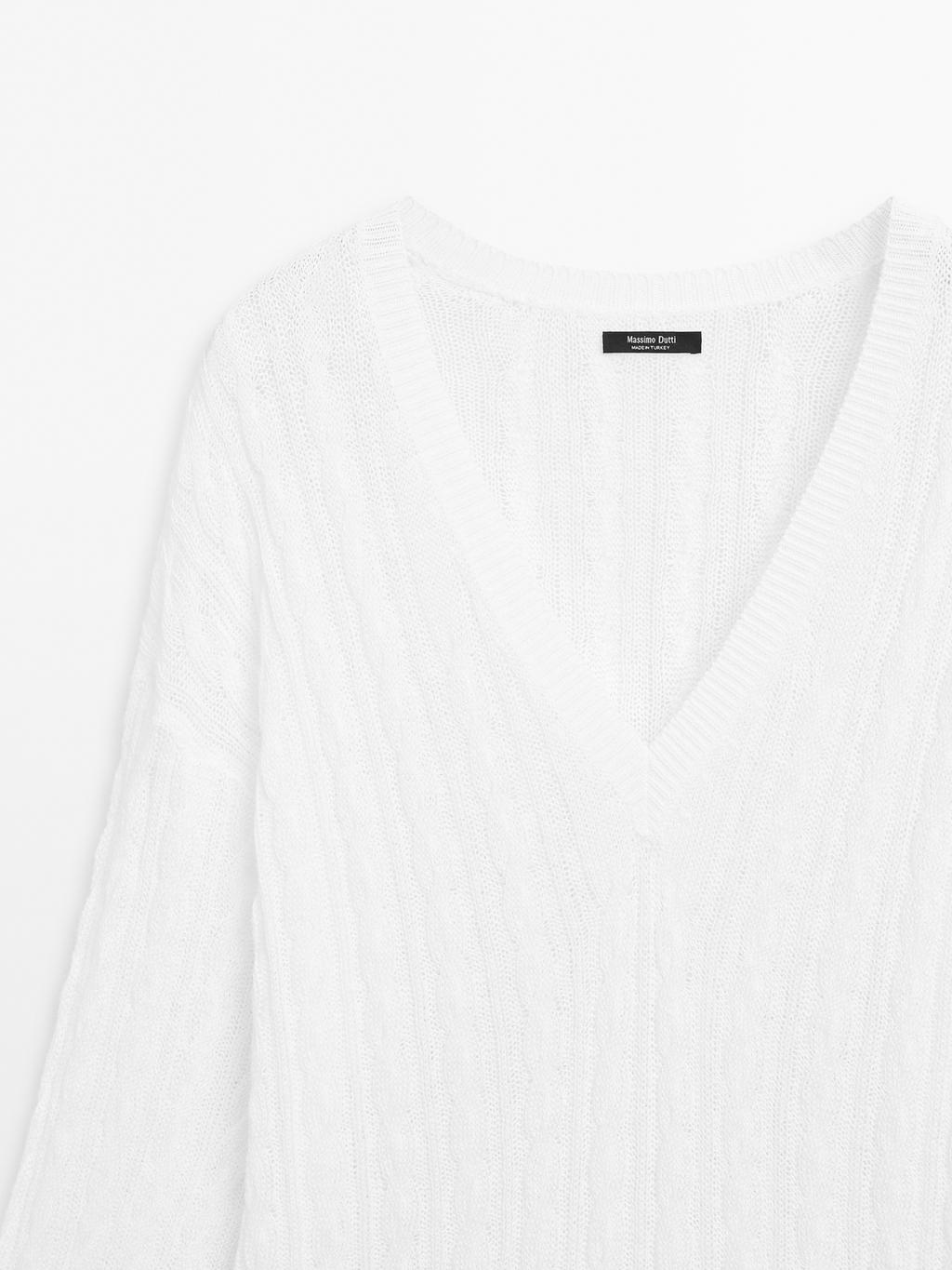 Cotton blend open-knit sweater
