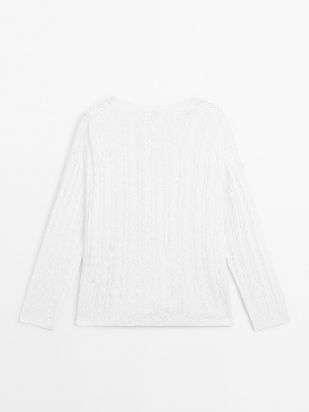 Cotton blend open-knit sweater
