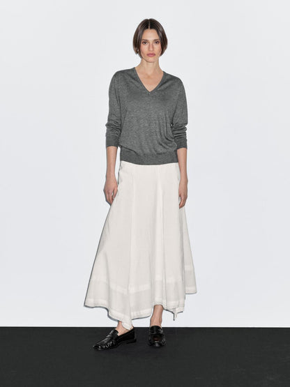 Wool blend V-neck knit sweater