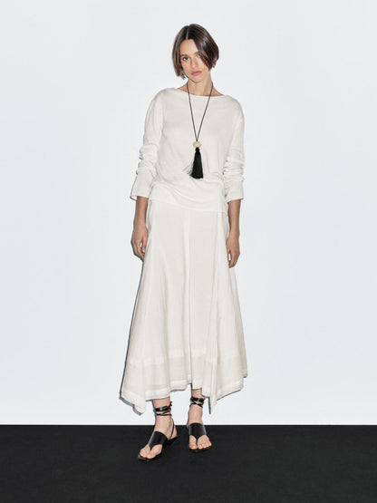 Wool blend boat neck sweater