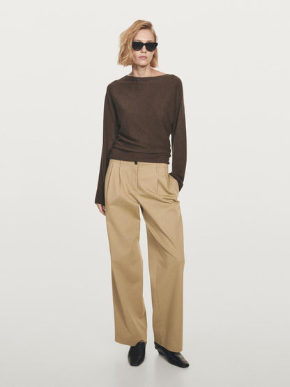 Boat neck knit sweater