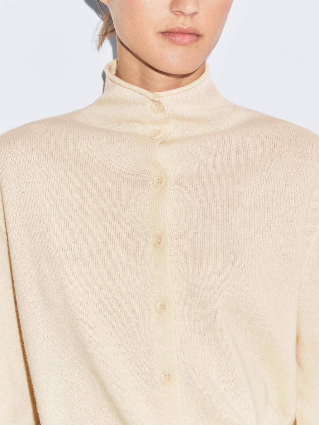 100% wool high neck knit cardigan