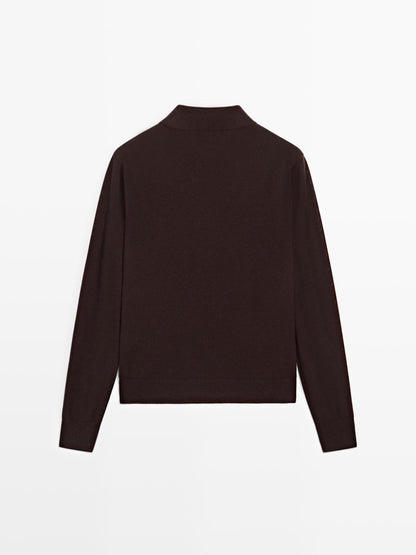 100% wool knit polo sweater