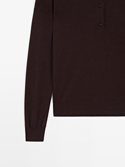 100% wool knit polo sweater