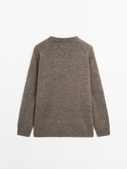 Oversize knit 100% wool argyle sweater