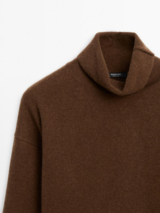 Wool blend knit turtleneck sweater