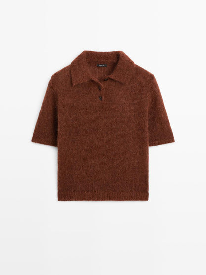 Alpaca blend knit polo jumper