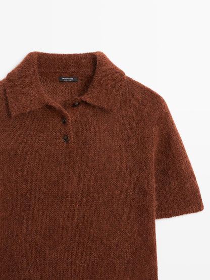 Alpaca blend knit polo jumper