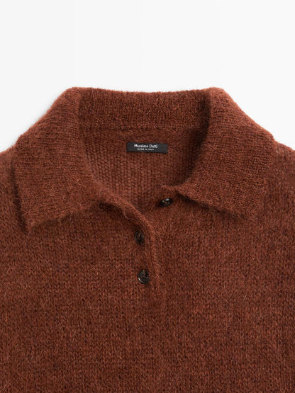Alpaca blend knit polo jumper