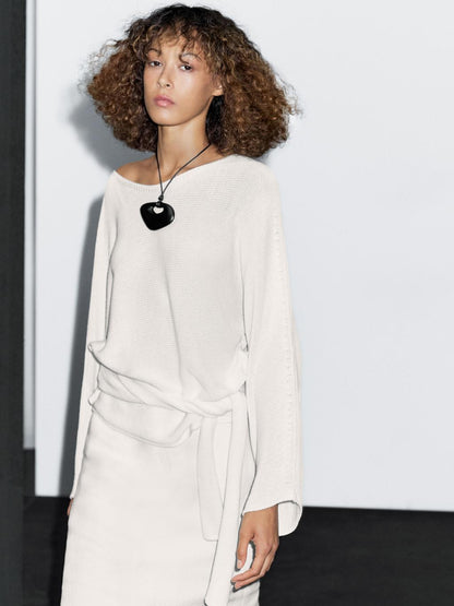 Knit sweater with bow detail