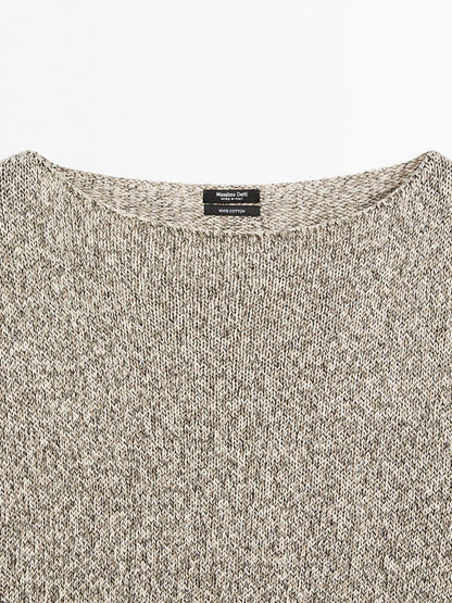 Mouline boat neck knit sweater
