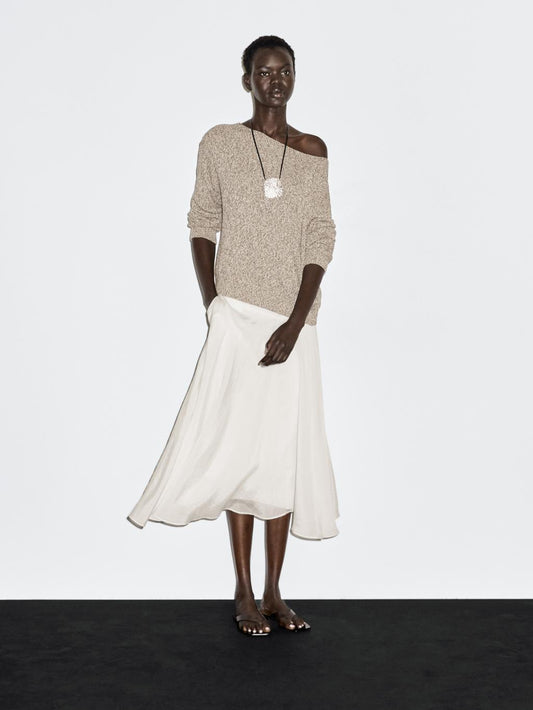 Mouline boat neck knit sweater