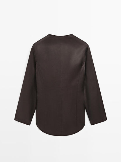 Satin blouse with neckline detail - LIMITED