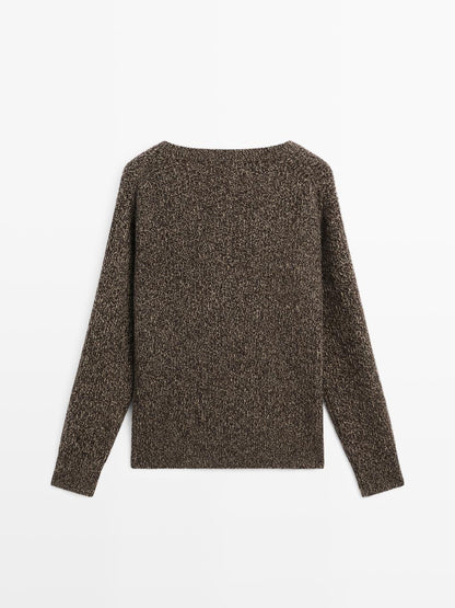 Mouline V-neck knit jumper