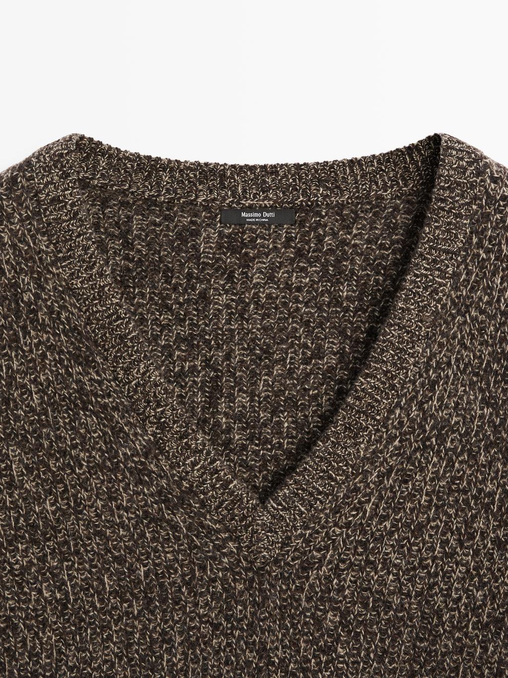 Mouline V-neck knit jumper