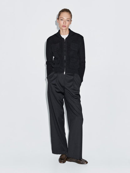 Zip-up knit cardigan