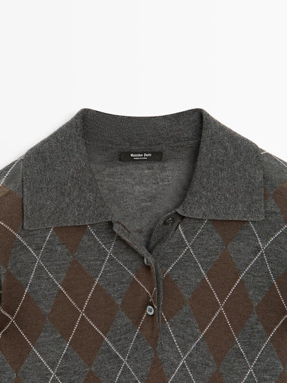 Polo sweater with diamond detail