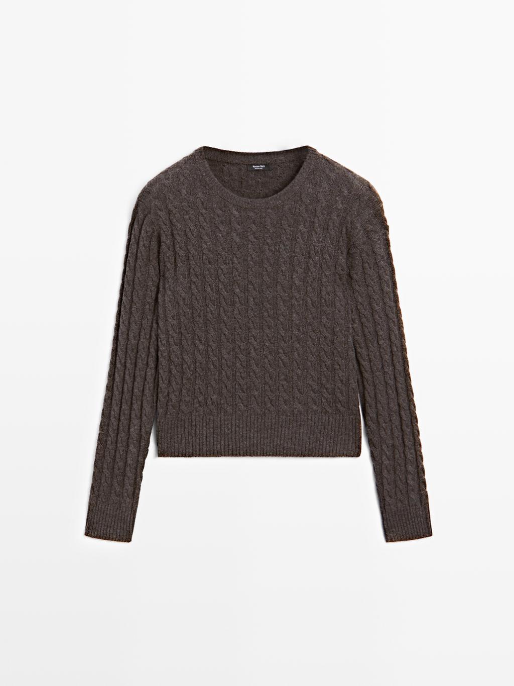 Wool blend cable-knit sweater
