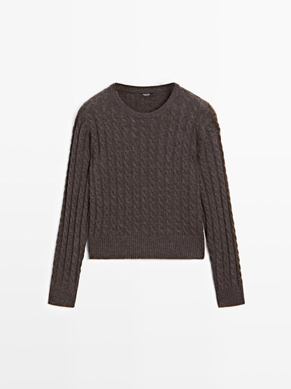 Wool blend cable-knit sweater