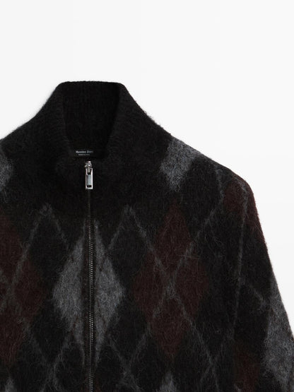Wool and alpaca argyle cardigan