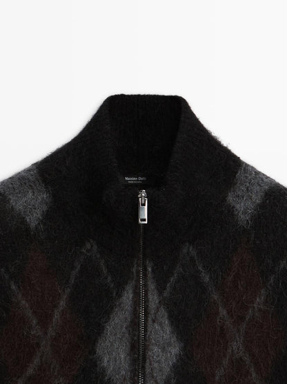 Wool and alpaca argyle cardigan
