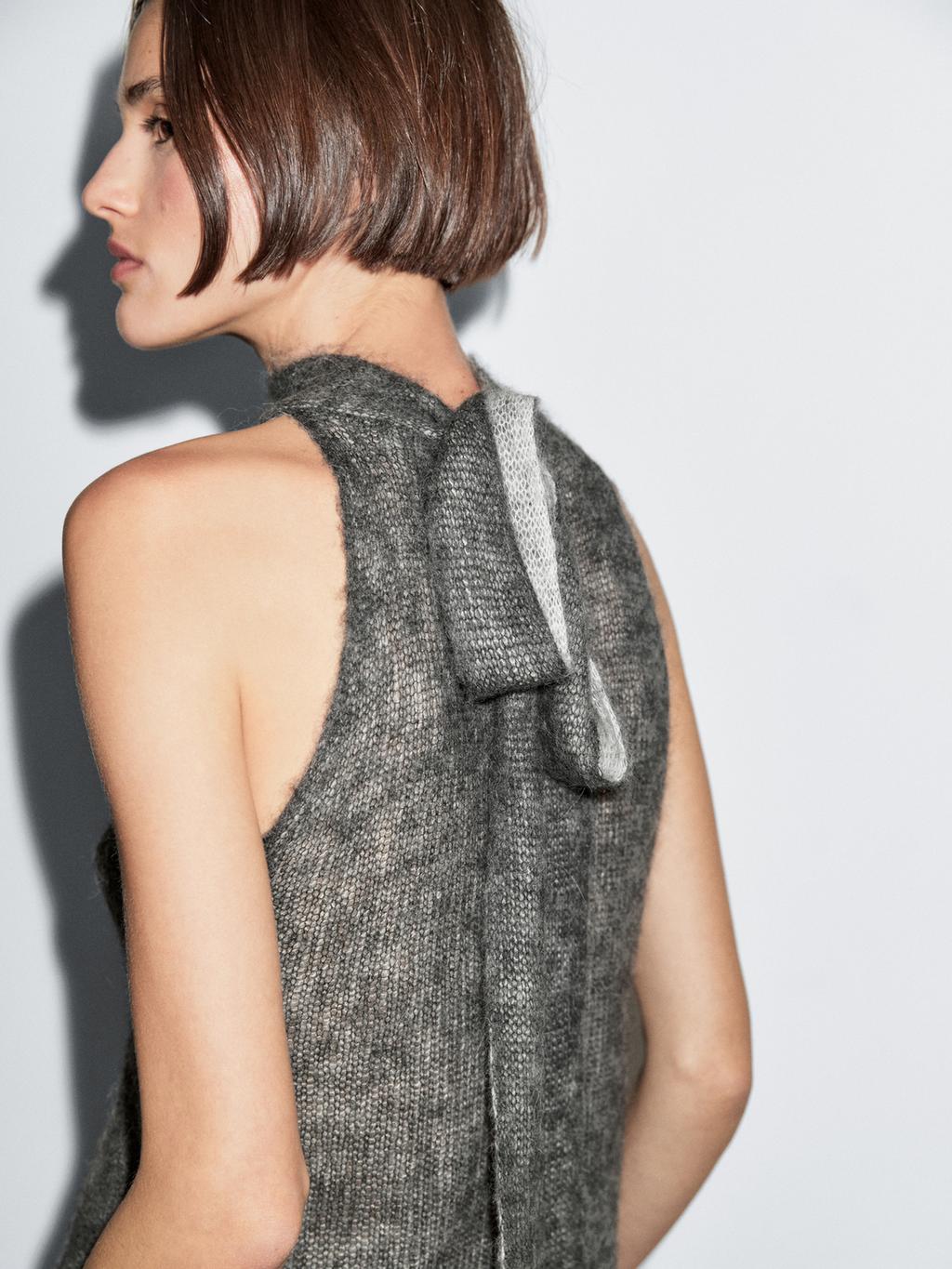 Alpaca and wool knit halterneck top