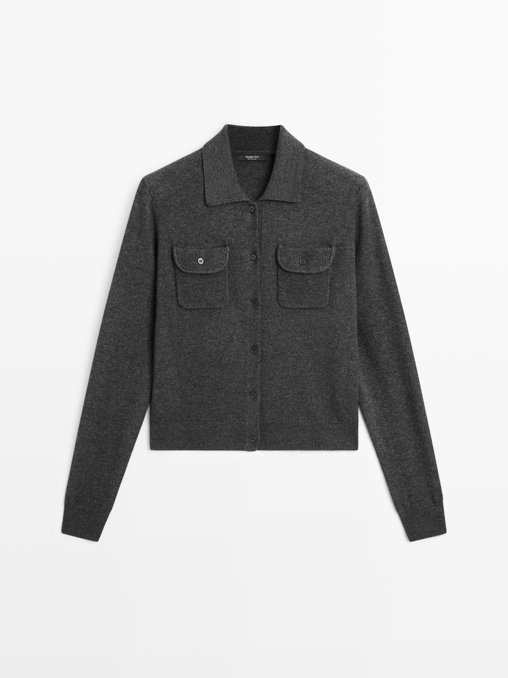 Wool blend cardigan with pocket details