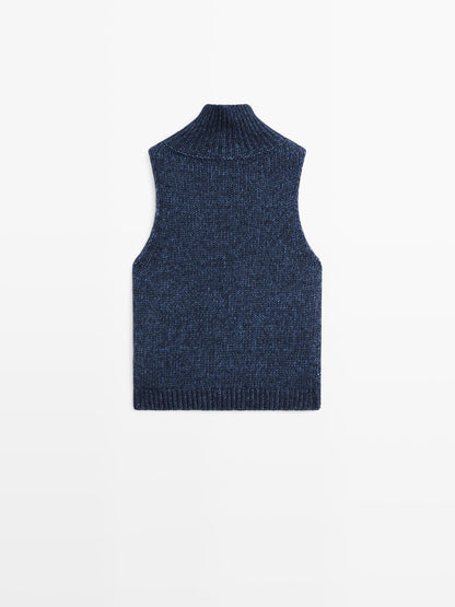 Turtleneck knit vest