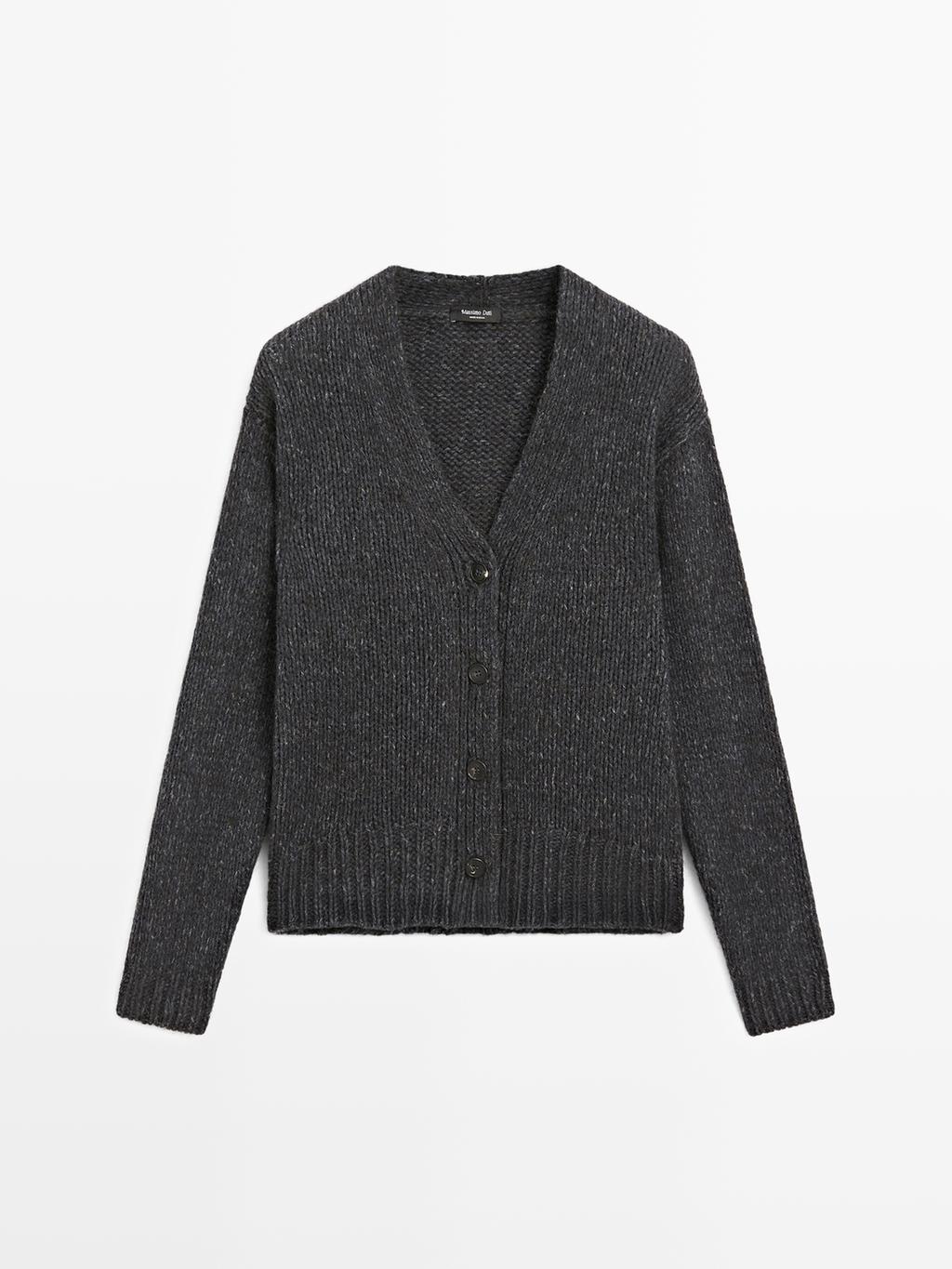 Wool blend V-neck cardigan