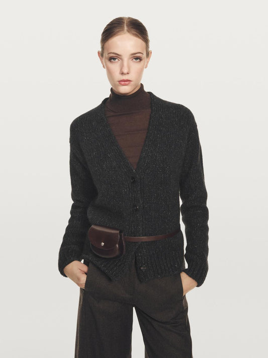 Wool blend V-neck cardigan